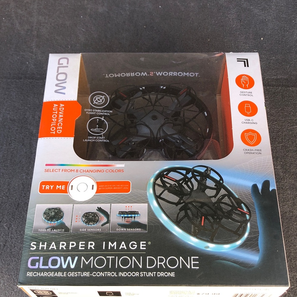 Sharper Image Drone Glow Motion LED Gesture-Control with Charger and Lights